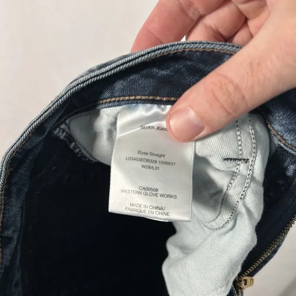 Silver Jeans Women's 28x28 Dark Wash Denim Elyse Straight Mid Rise Cotton Blend - Picture 9 of 10